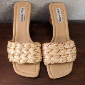 Steve Madden Saged Raffia Square Toe Dress Sandals Size 7.5